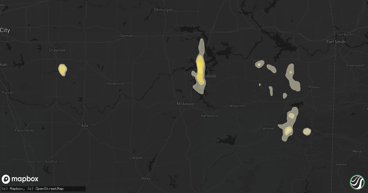 Hail map in Mcalester, OK on September 12, 2026