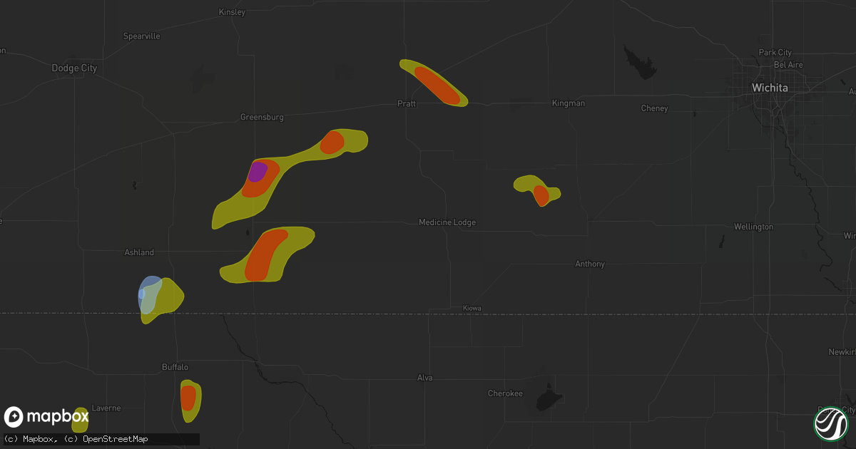 Hail map in Medicine Lodge, KS on September 12, 2026