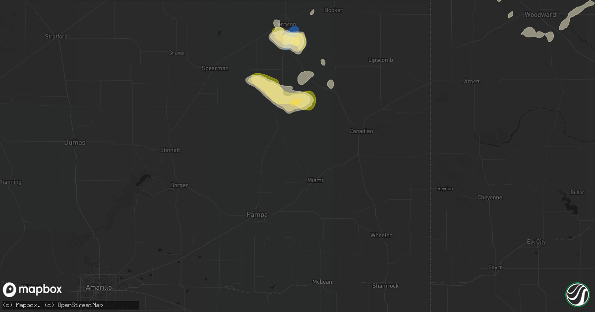 Hail map in Miami, TX on September 12, 2026