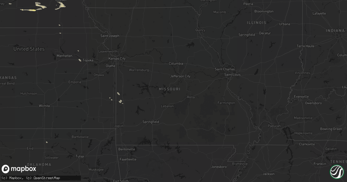 Hail map in Missouri on September 12, 2026