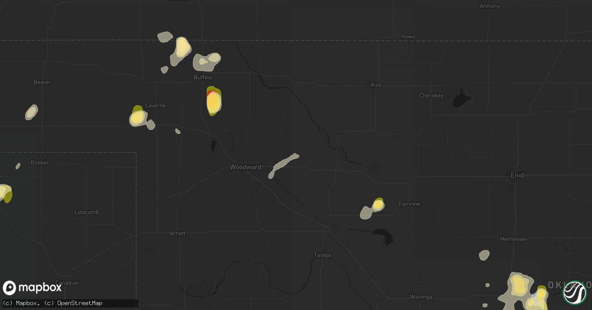 Hail map in Mooreland, OK on September 12, 2026