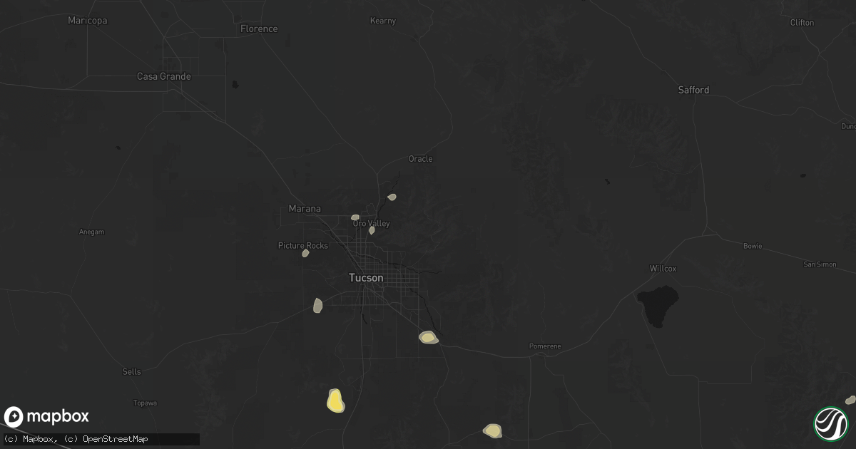 Hail map in Mount Lemmon, AZ on September 12, 2026