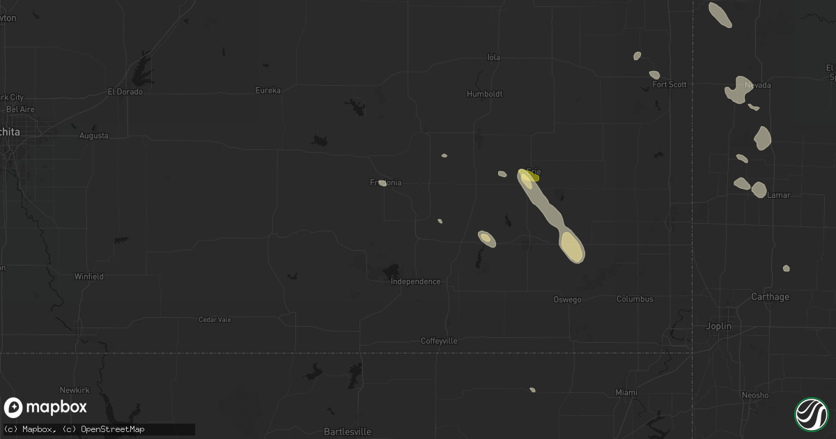 Hail map in Neodesha, KS on September 12, 2026