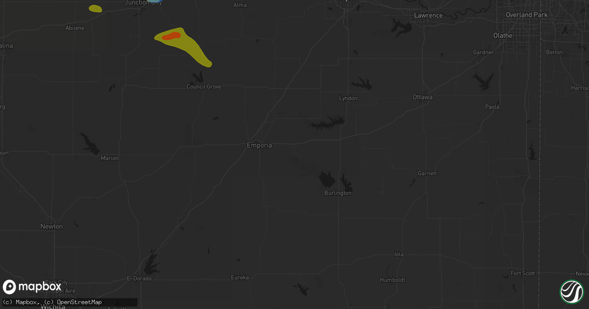 Hail map in Neosho Rapids, KS on September 12, 2026