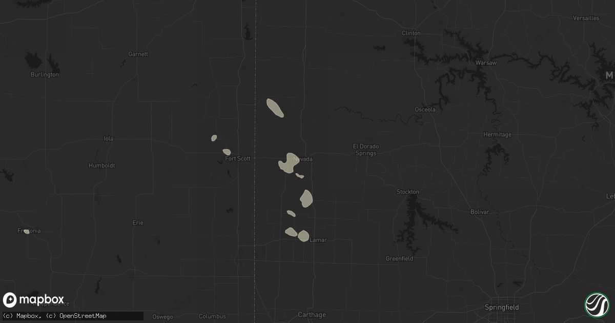 Hail map in Nevada, MO on September 12, 2026
