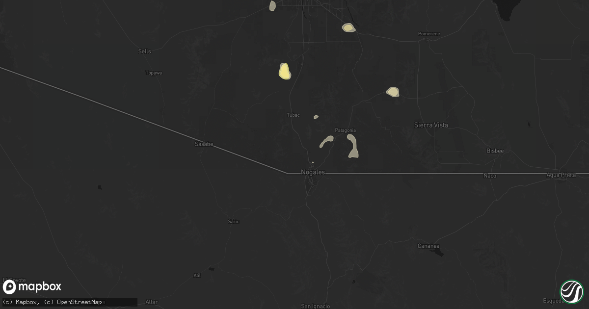 Hail map in Nogales, AZ on September 12, 2026