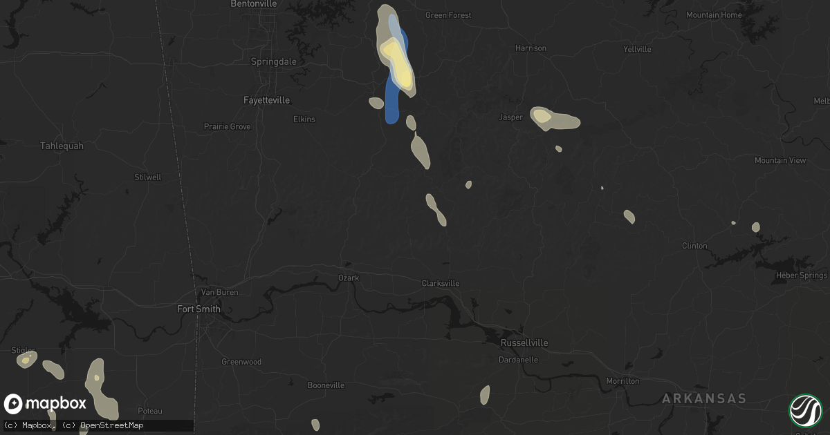 Hail map in Oark, AR on September 12, 2026