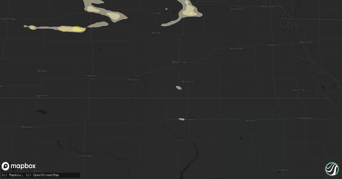 Hail map in Odell, NE on September 12, 2026