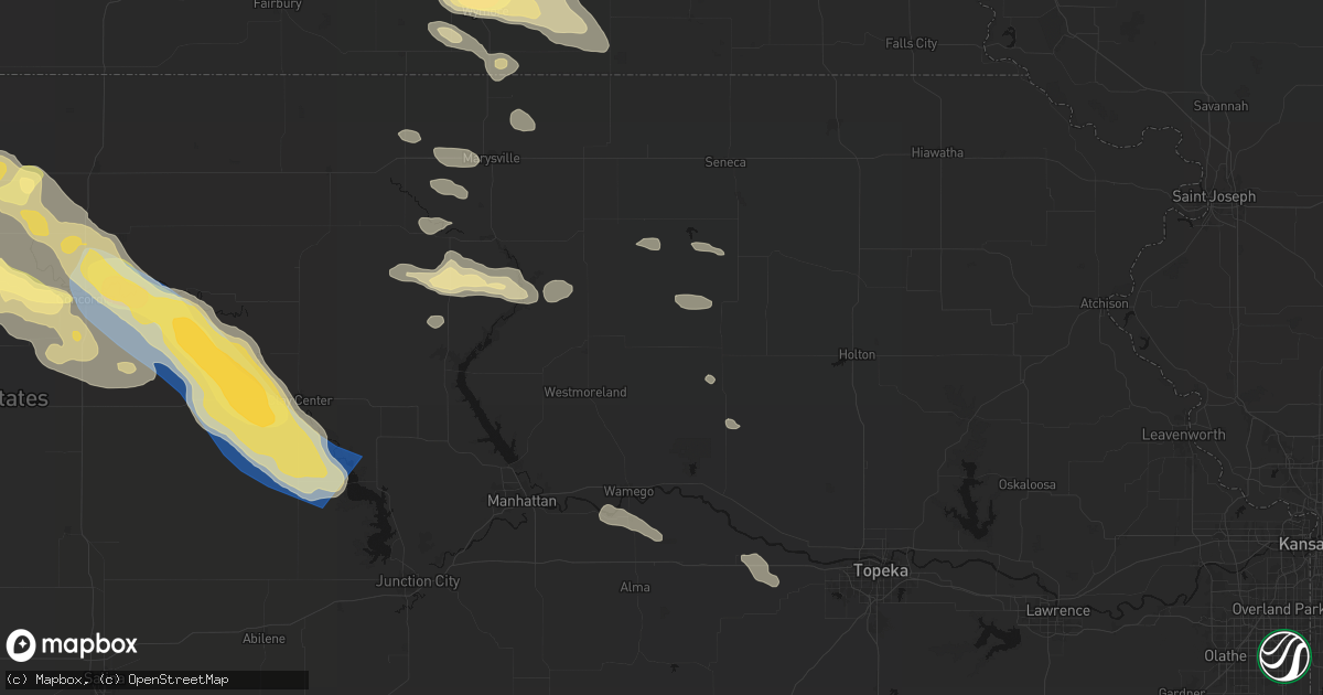 Hail map in Onaga, KS on September 12, 2026