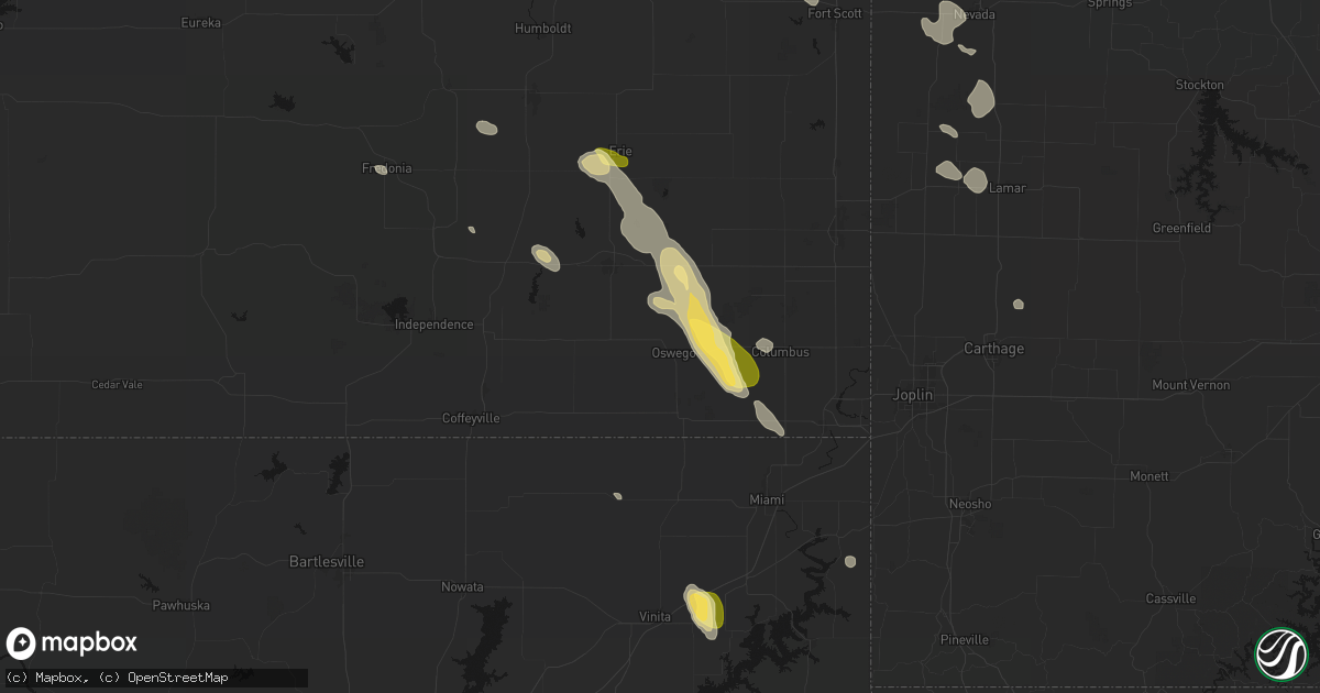 Hail map in Oswego, KS on September 12, 2026