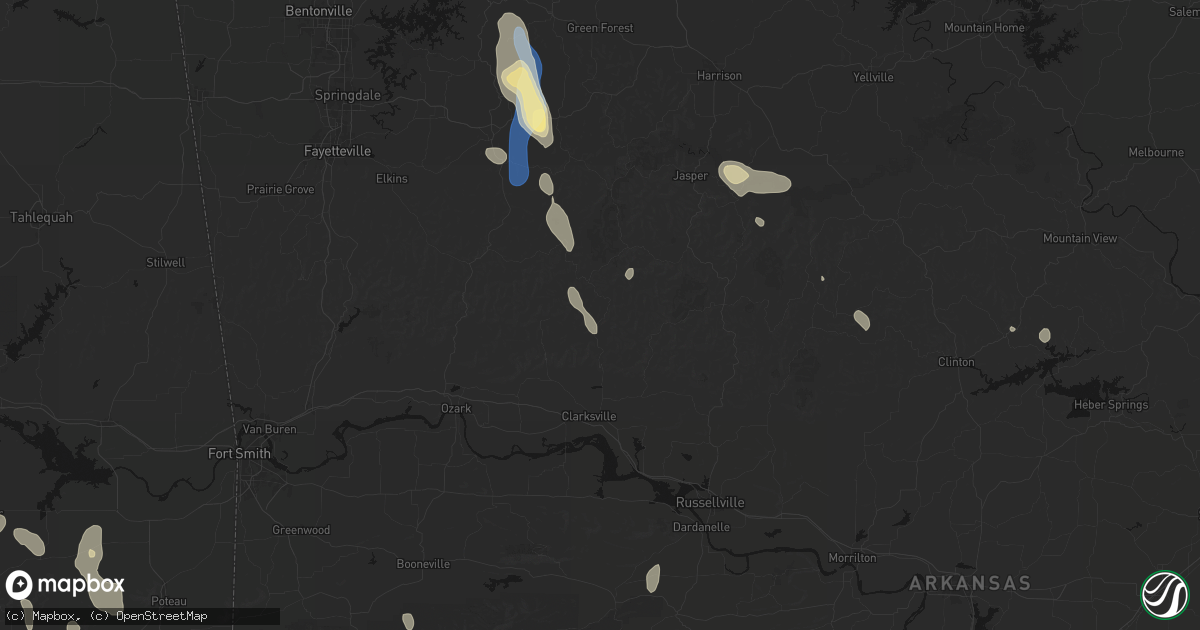 Hail map in Ozone, AR on September 12, 2026