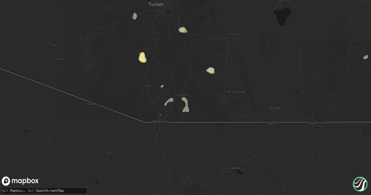 Hail map in Patagonia, AZ on September 12, 2026