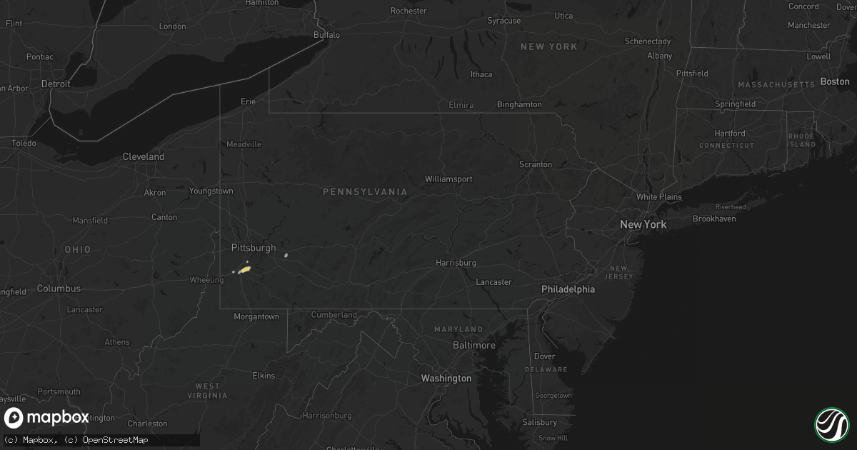 Hail map in Pennsylvania on September 12, 2026