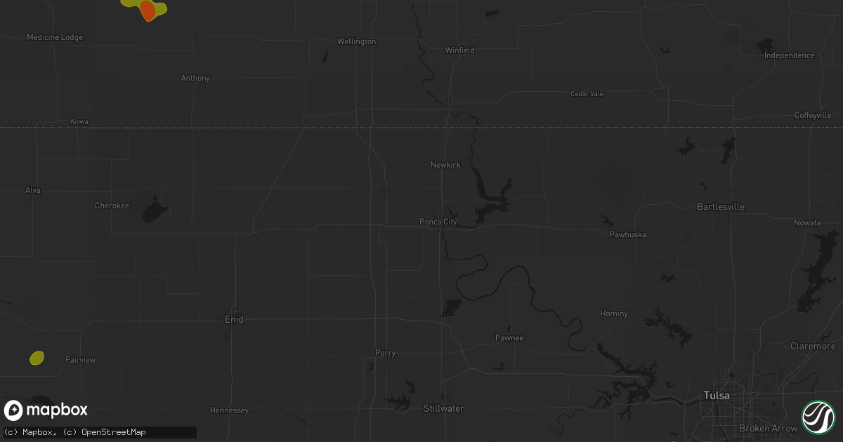 Hail map in Ponca City, OK on September 12, 2026