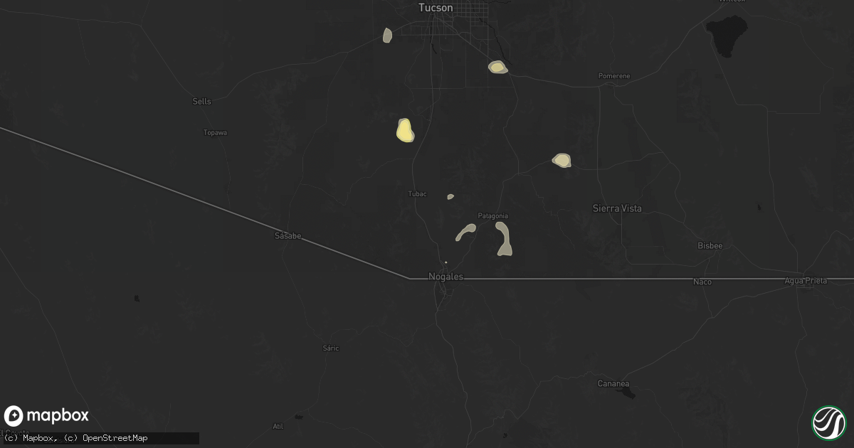 Hail map in Rio Rico, AZ on September 12, 2026