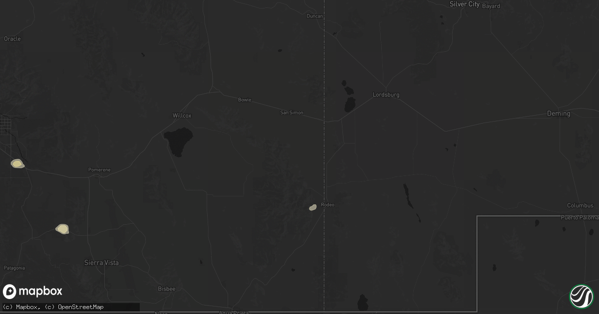 Hail map in San Simon, AZ on September 12, 2026