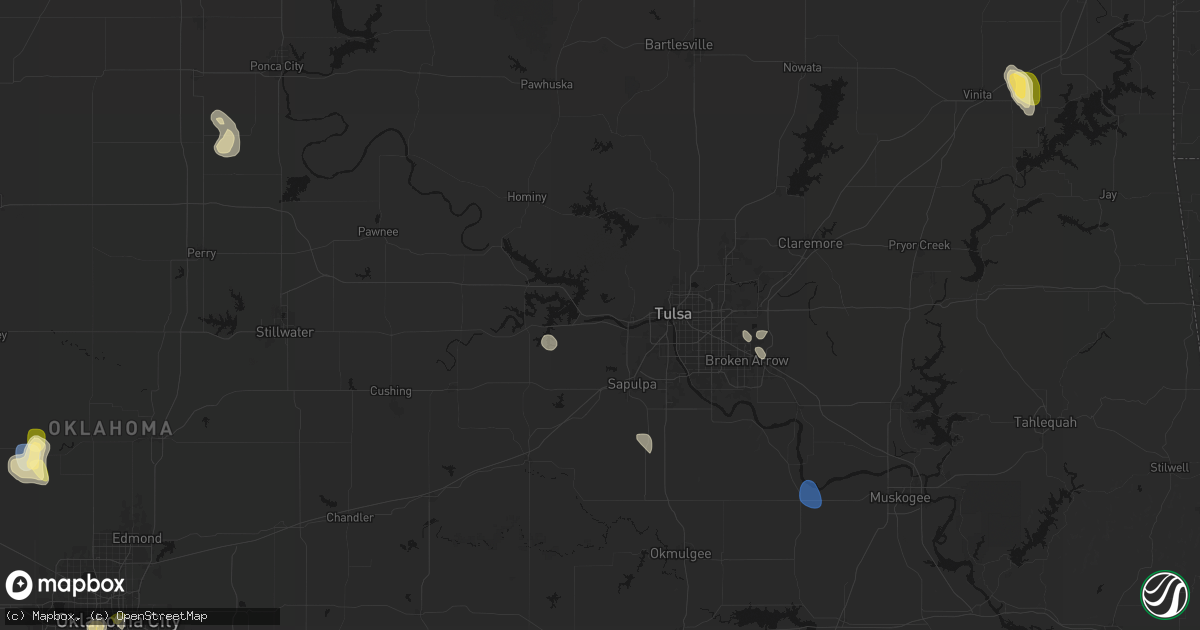 Hail map in Sand Springs, OK on September 12, 2026