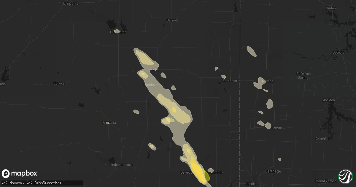 Hail map in Savonburg, KS on September 12, 2026