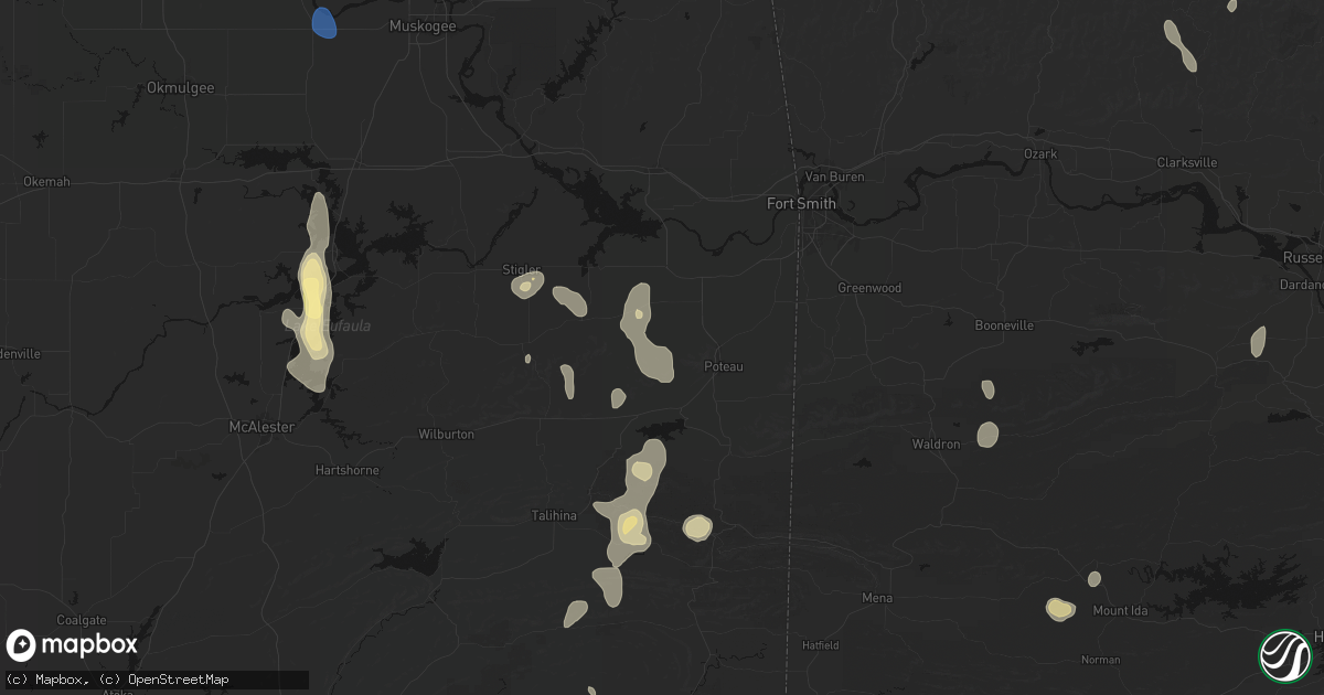 Hail map in Shady Point, OK on September 12, 2026