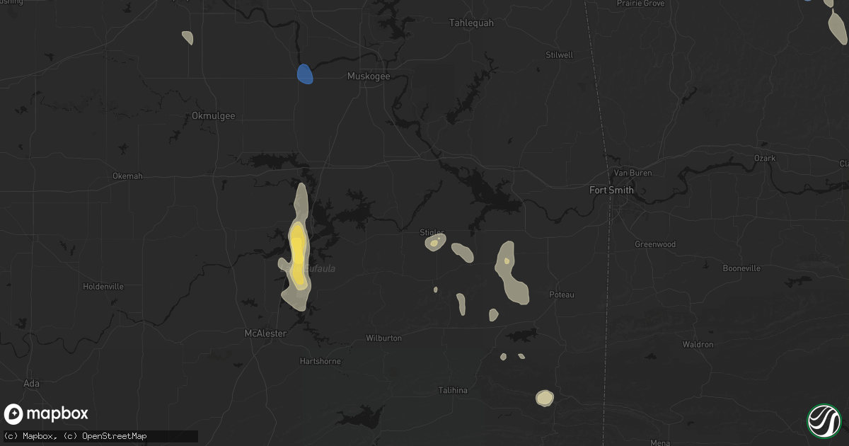 Hail map in Stigler, OK on September 12, 2026