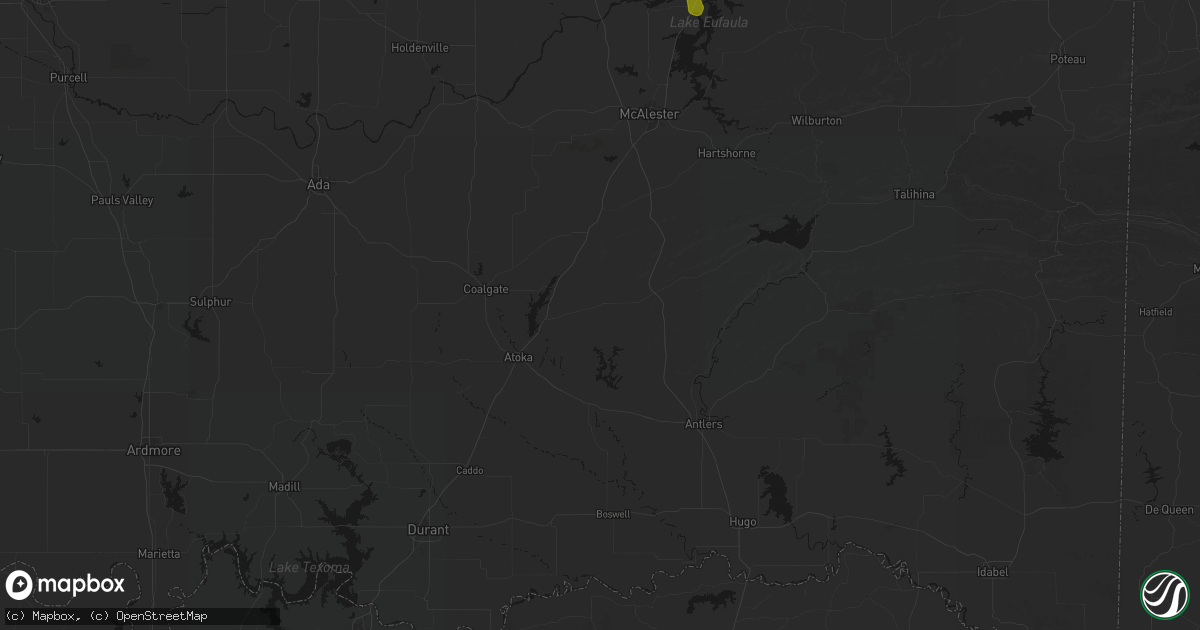 Hail map in Stringtown, OK on September 12, 2026