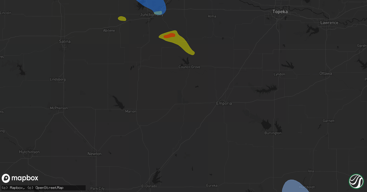 Hail map in Strong City, KS on September 12, 2026