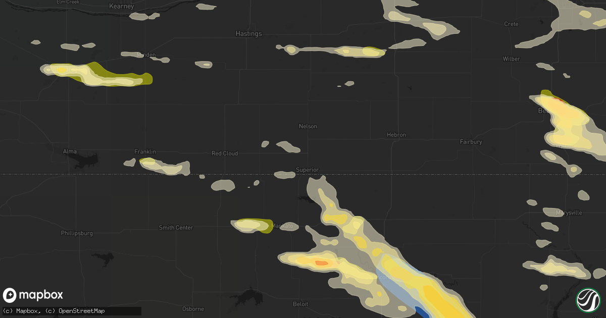Hail map in Superior, NE on September 12, 2026