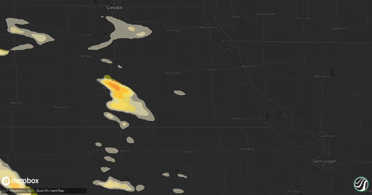 Hail map in Table Rock, NE on September 12, 2026