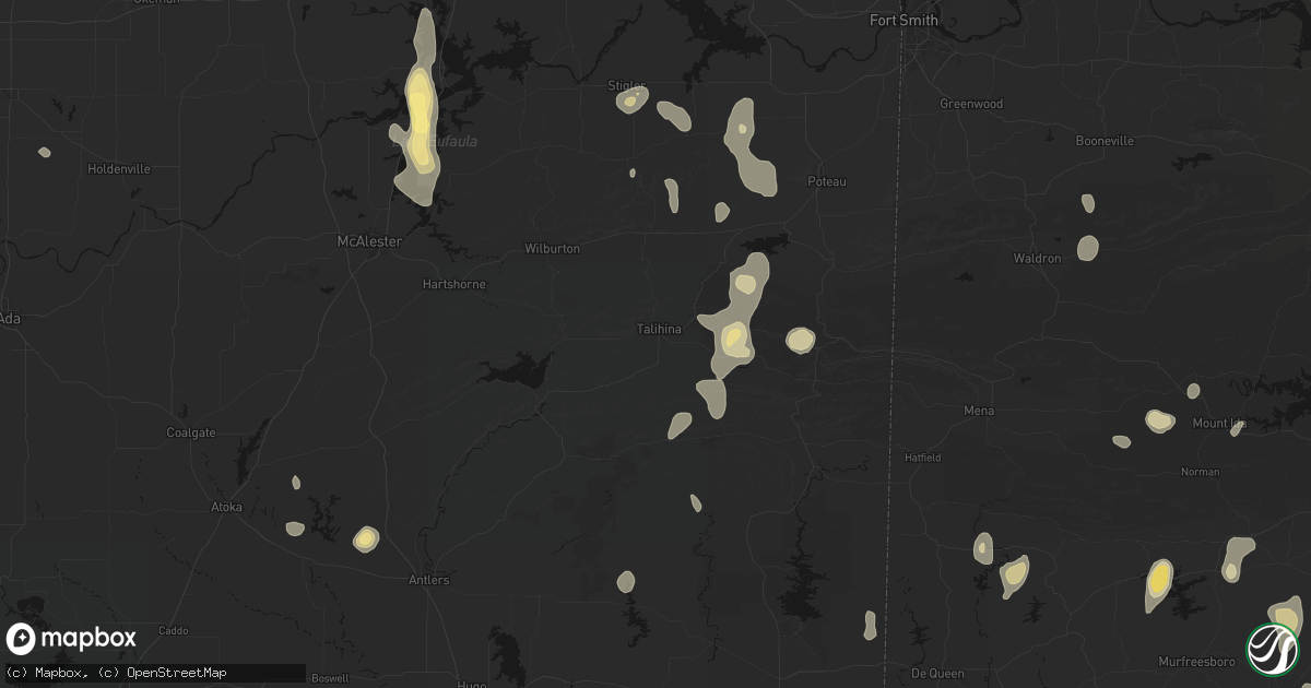 Hail map in Talihina, OK on September 12, 2026