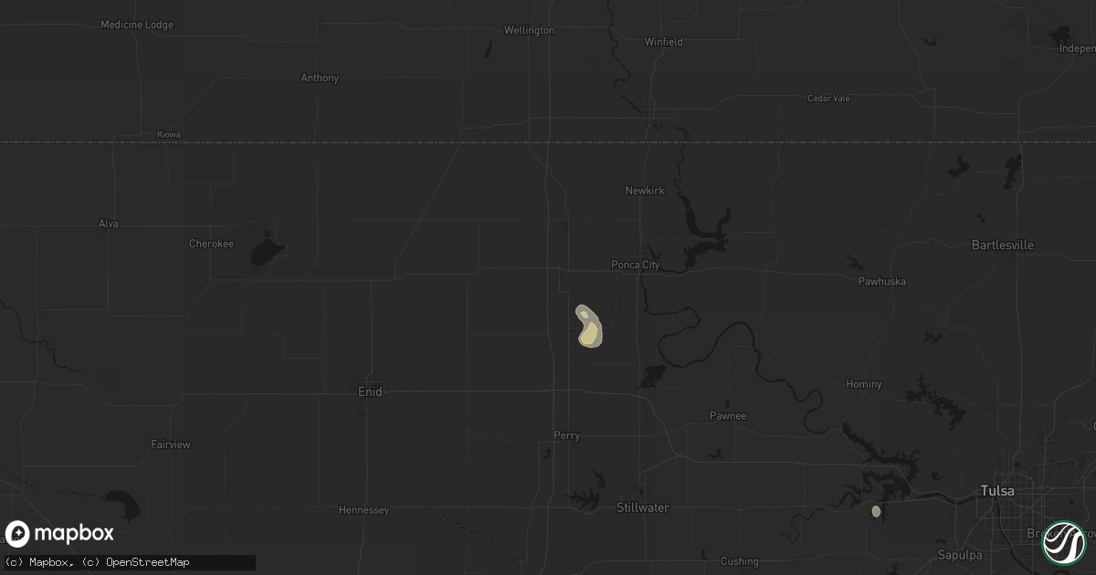 Hail map in Tonkawa, OK on September 12, 2026