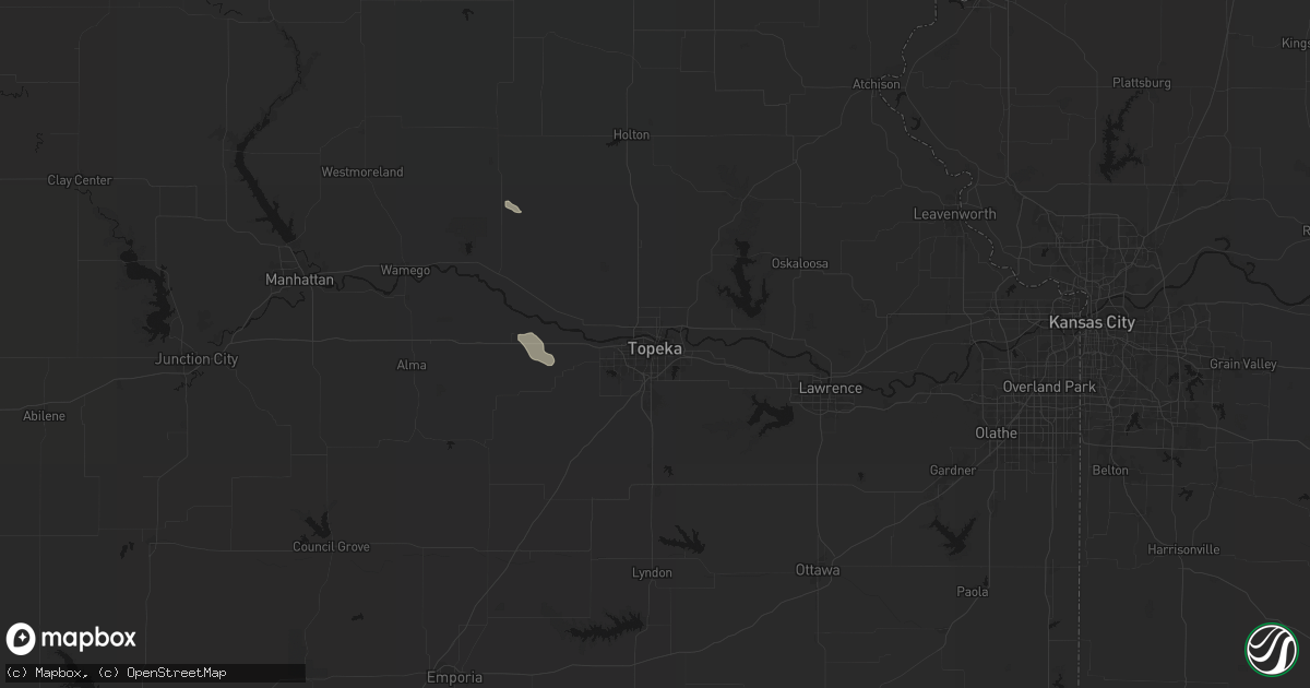 Hail map in Topeka, KS on September 12, 2026