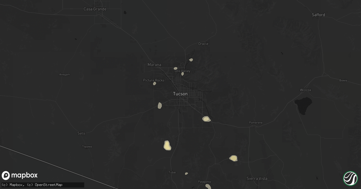 Hail map in Tucson, AZ on September 12, 2026