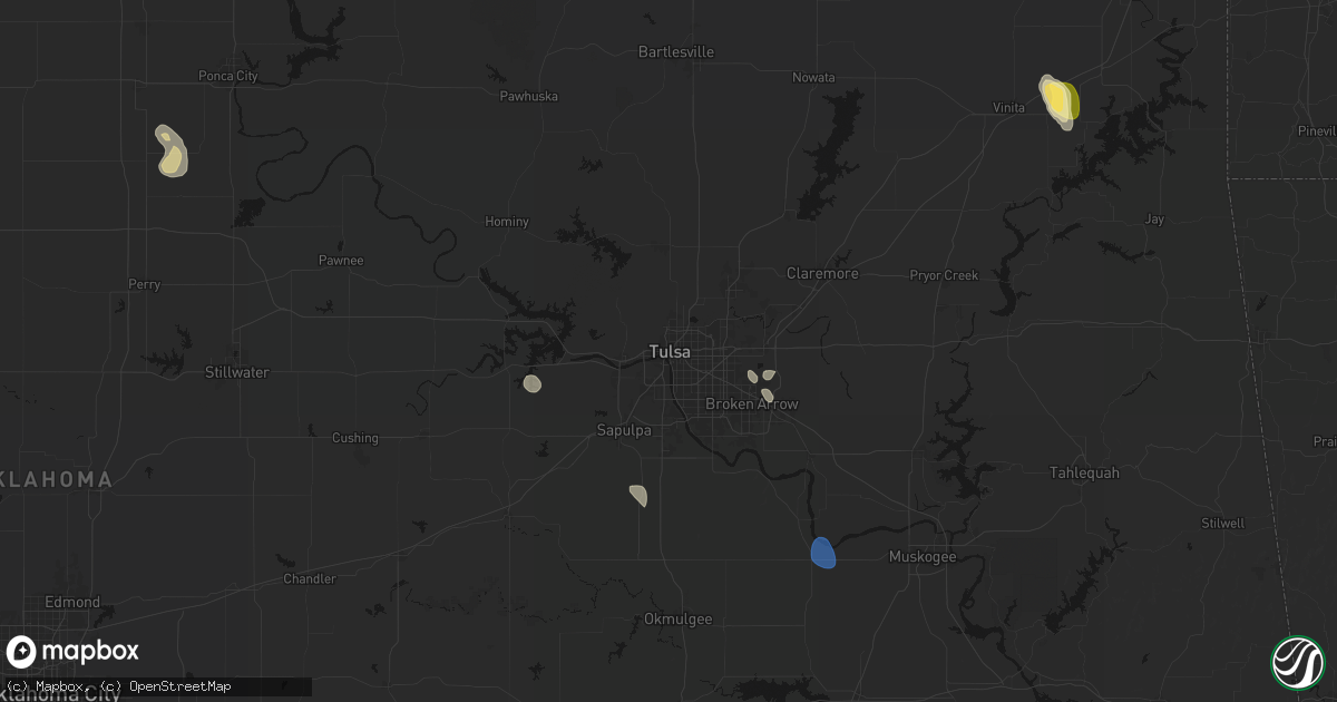 Hail map in Tulsa, OK on September 12, 2026