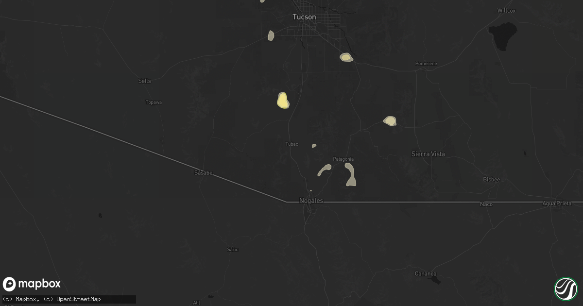 Hail map in Tumacacori, AZ on September 12, 2026