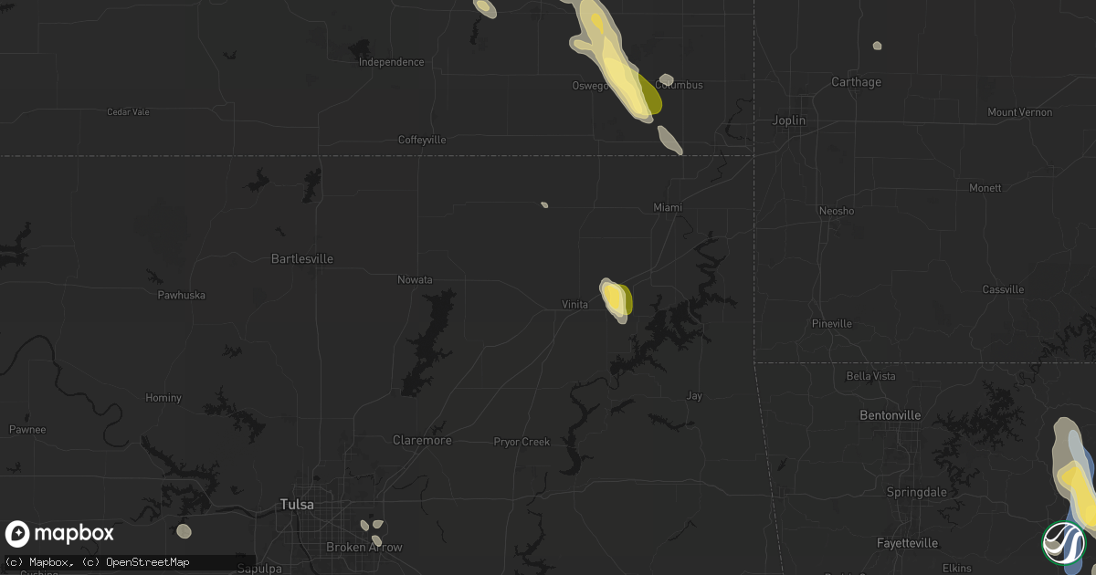 Hail map in Vinita, OK on September 12, 2026