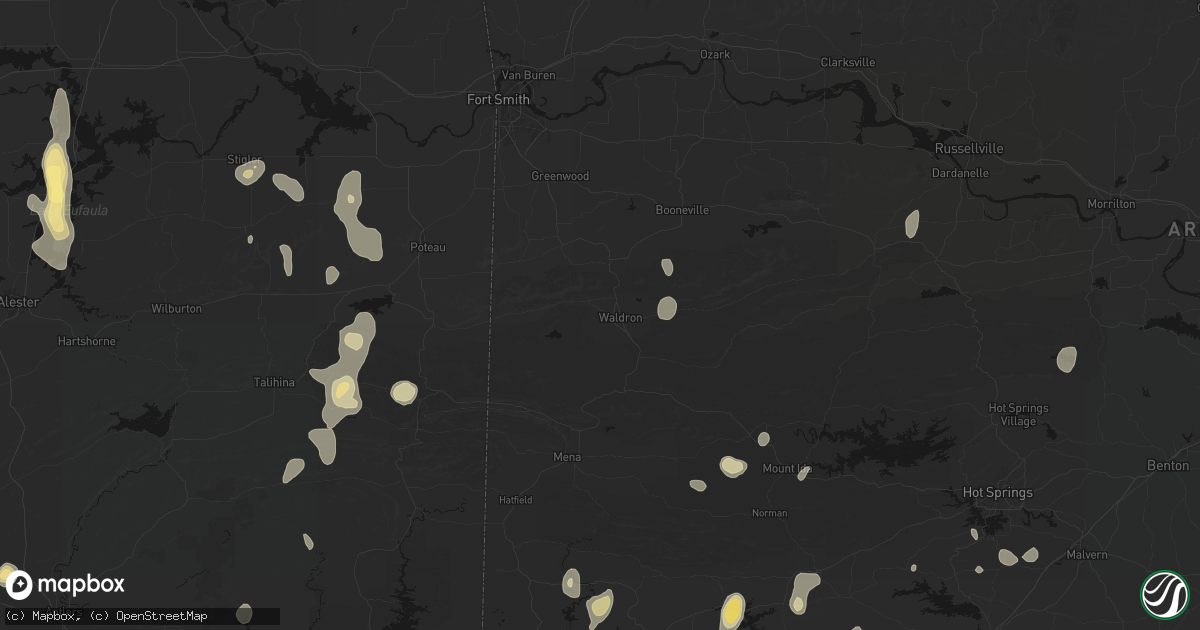 Hail map in Waldron, AR on September 12, 2026