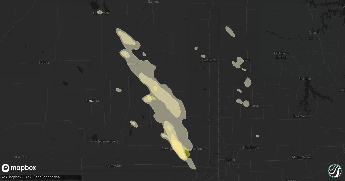 Hail map in Walnut, KS on September 12, 2026