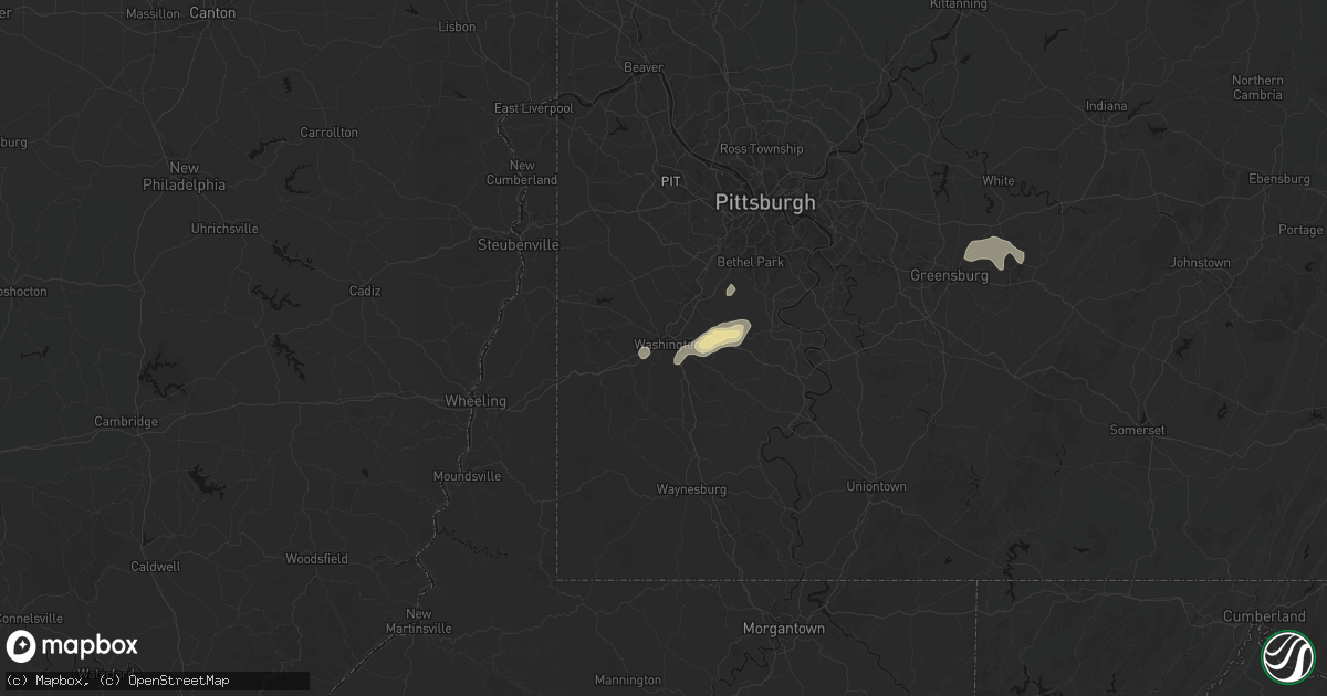 Hail map in Washington, PA on September 12, 2026