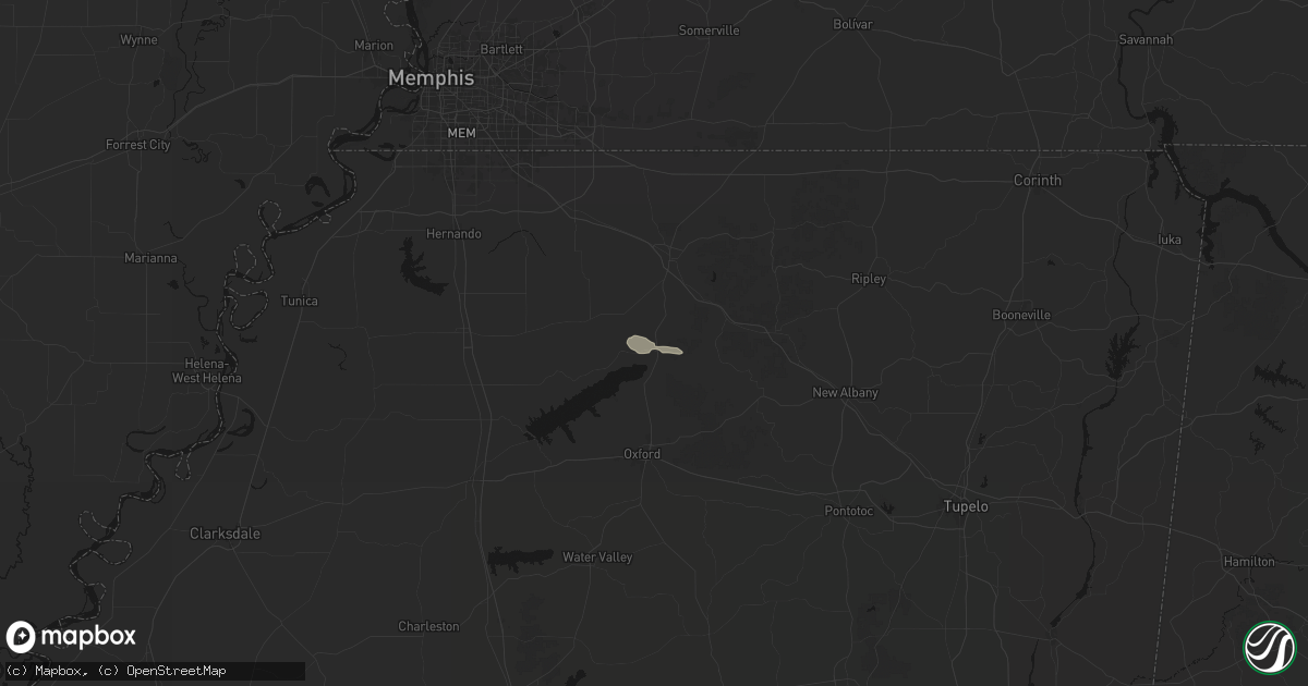 Hail map in Waterford, MS on September 12, 2026