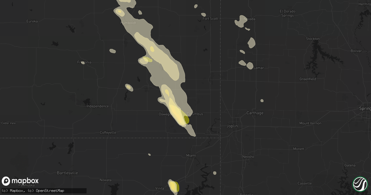 Hail map in West Mineral, KS on September 12, 2026