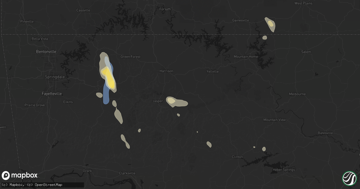 Hail map in Western Grove, AR on September 12, 2026