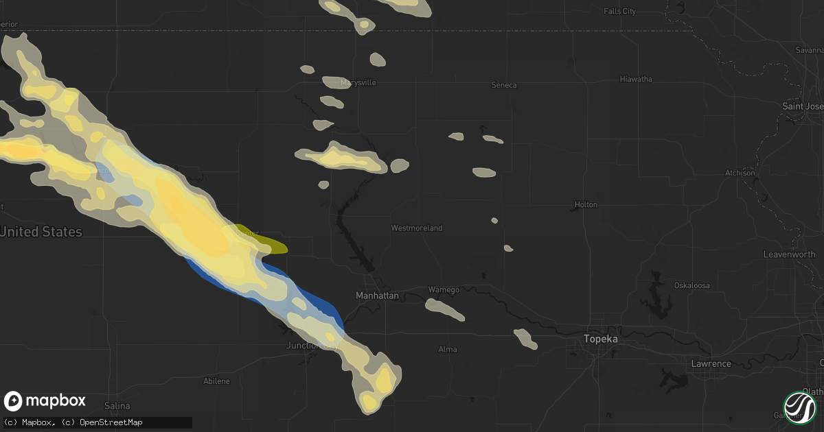 Hail map in Westmoreland, KS on September 12, 2026