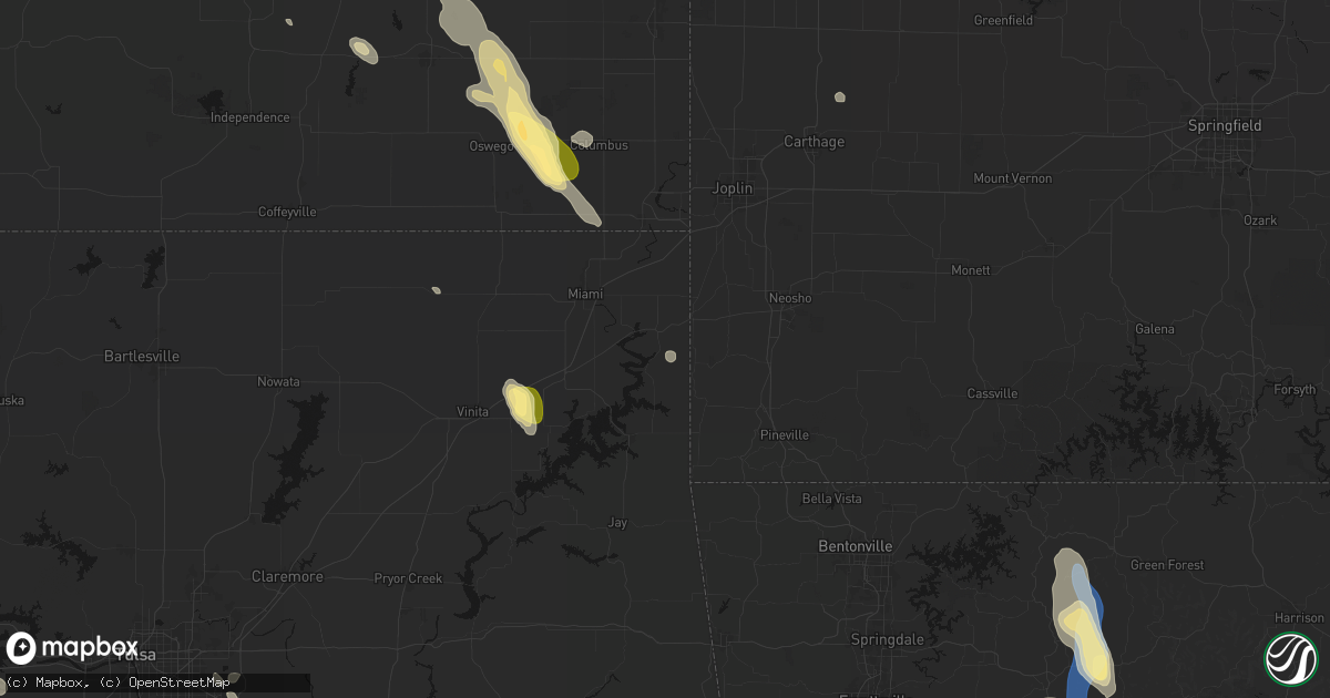 Hail map in Wyandotte, OK on September 12, 2026