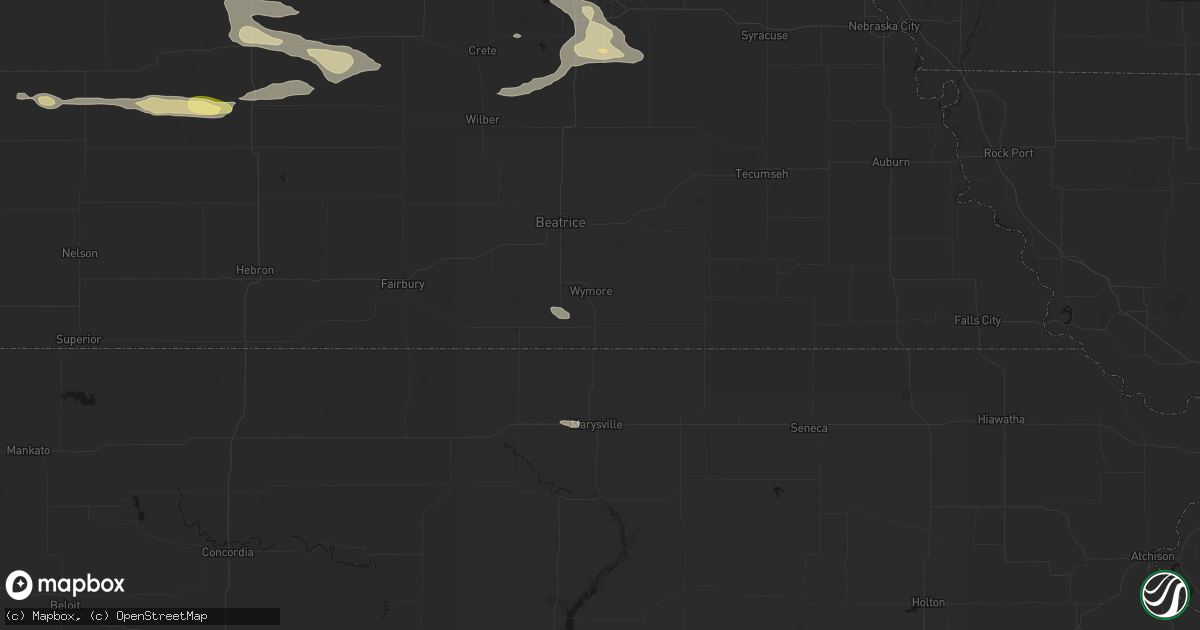 Hail map in Wymore, NE on September 12, 2026