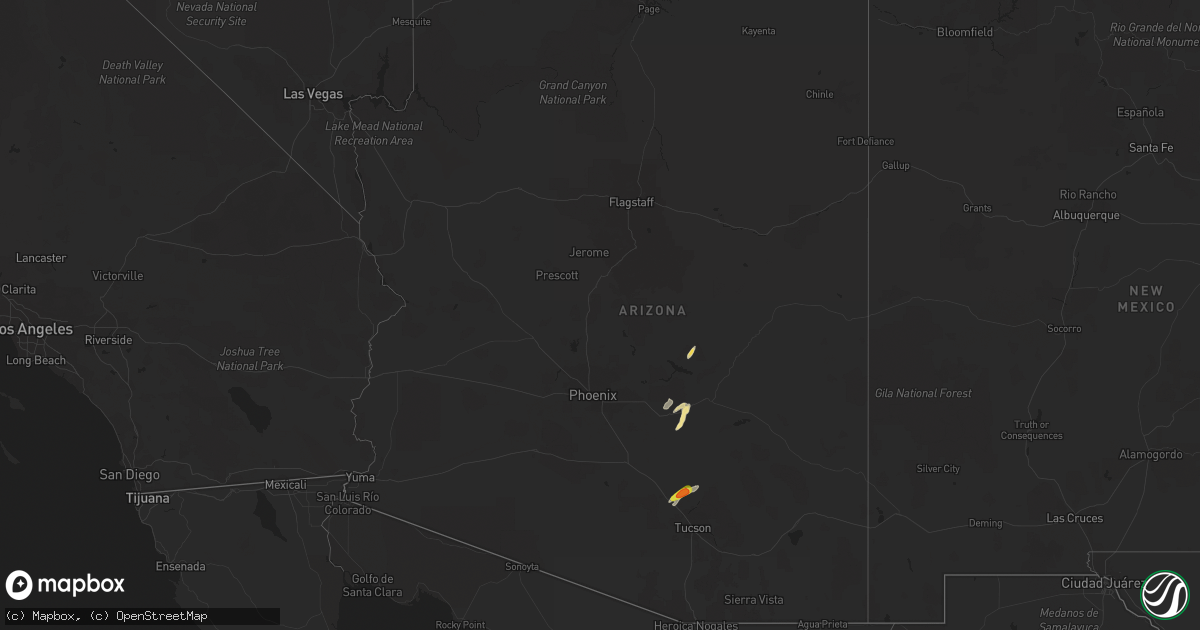 Hail map in Arizona on September 13, 2016