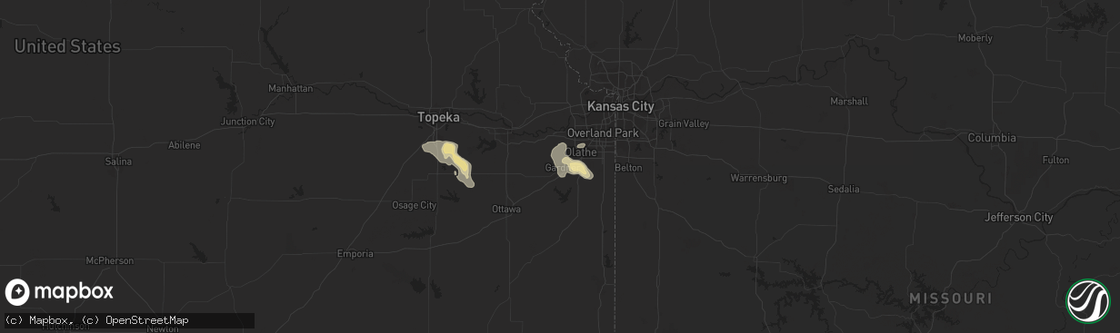 Hail map in Gardner, KS on September 13, 2016