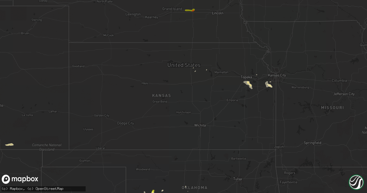 Hail map in Kansas on September 13, 2016