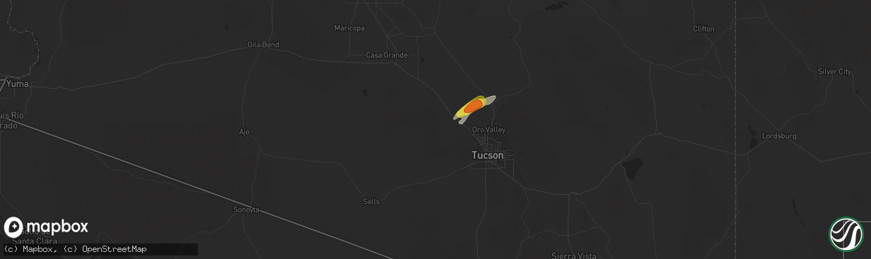 Hail map in Marana, AZ on September 13, 2016