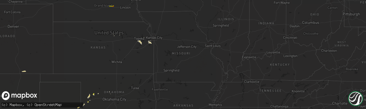 Hail map in Missouri on September 13, 2016