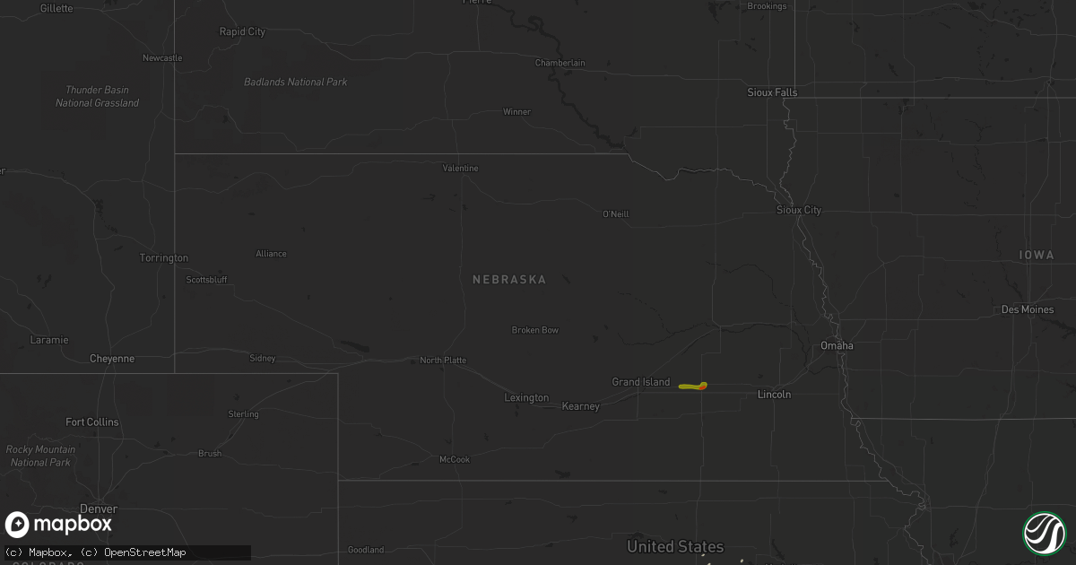 Hail map in Nebraska on September 13, 2016